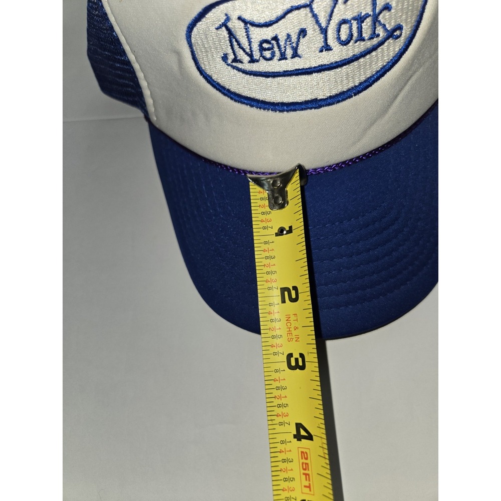 Vintage New York Mesh Trucker Hat Snapback Cap Nissin White Blue EUC - Picture 11 of 11